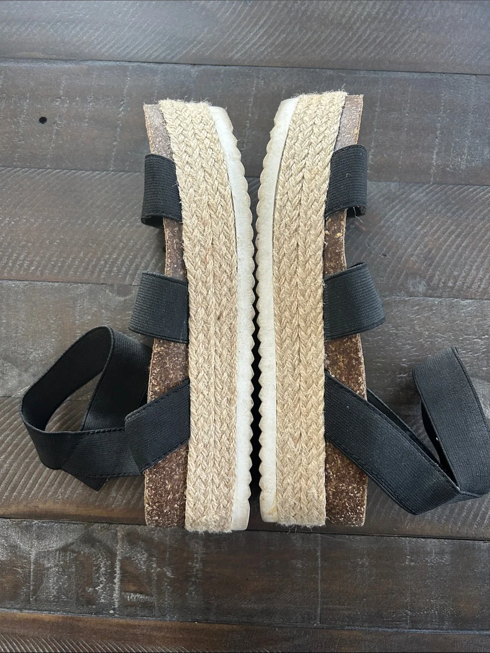 Madden Girl Black Elastic Espadrille Platform Sandals